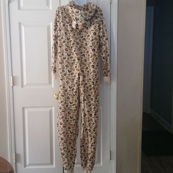 Joe Boxer Leopard print hooded onesie pajama coverall Sz  XL EUC - Picture 5 of 9